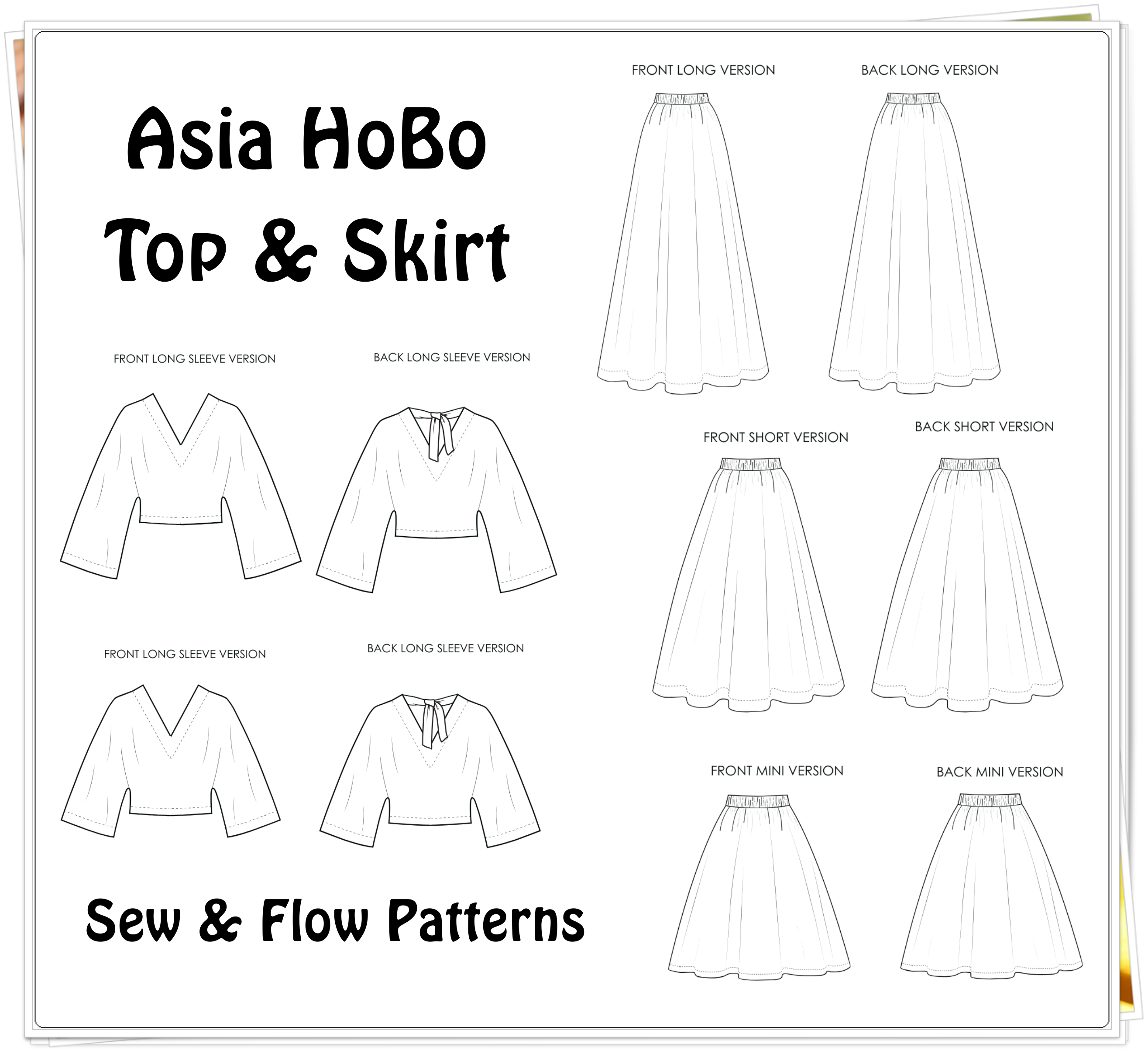 Asia Hobo Cropped Top & Skirt Digital Sewing Pattern
